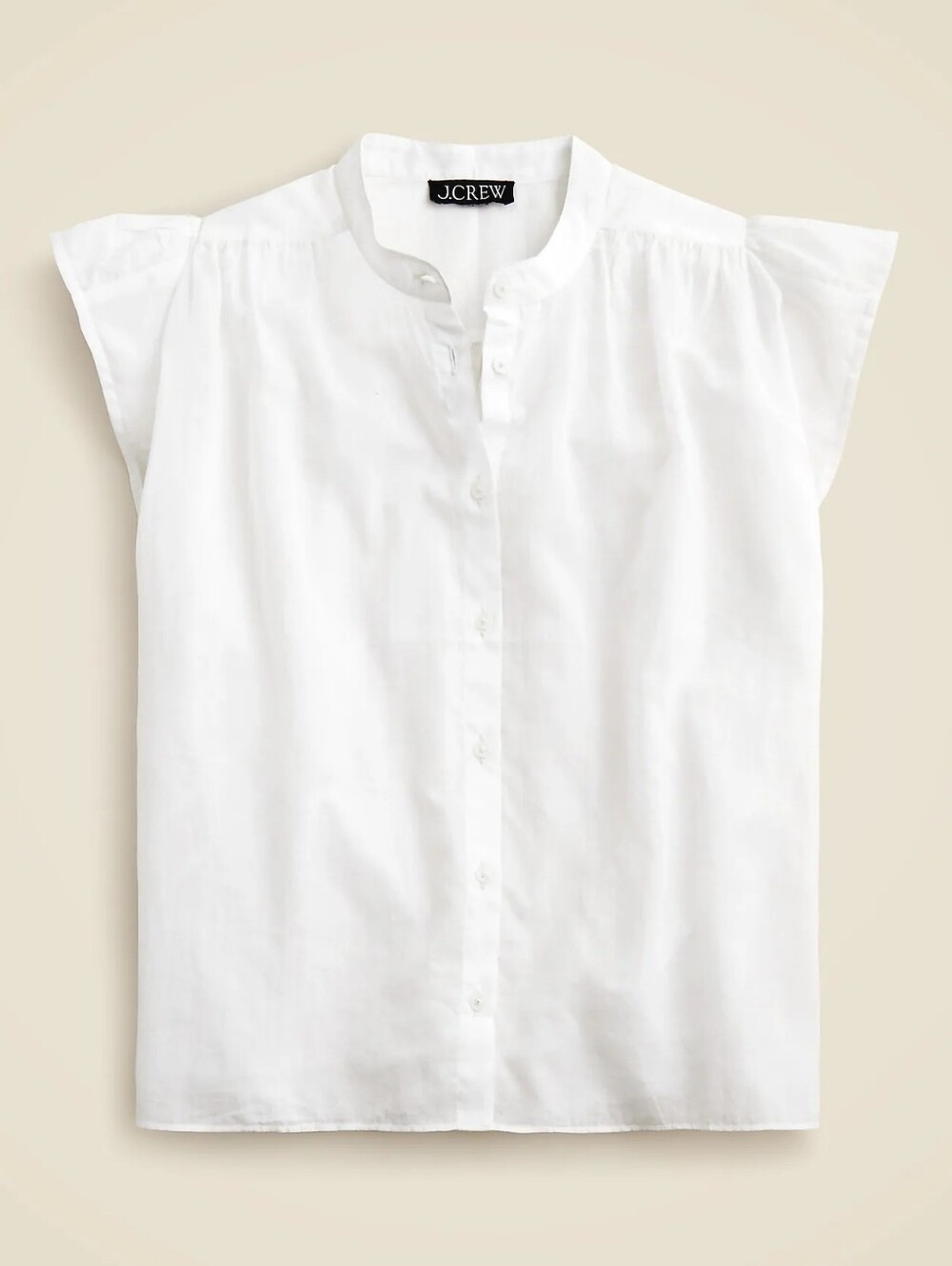 J. Crew Flutter-sleeve button-up shirt in cotton voile, White, Size XL